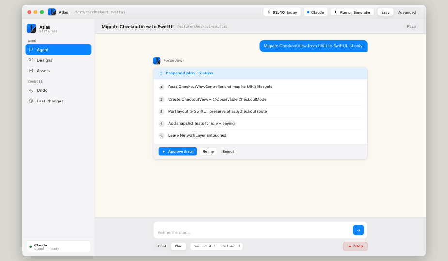 Plan mode — proposed plan in 5 steps